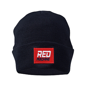 Шапка трикотажная вязаная синяя "Red Machine" без помпона